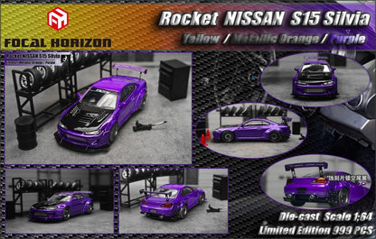 Focal Horizon Silvia S15 Pandem Rocket Bunny Black Hood -Yellow / Purple / Metallic Orange