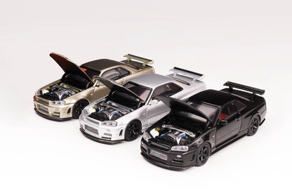 Preorder Nissan Skyline GT-R R34 Z-tune with Open Hood and Engine Details