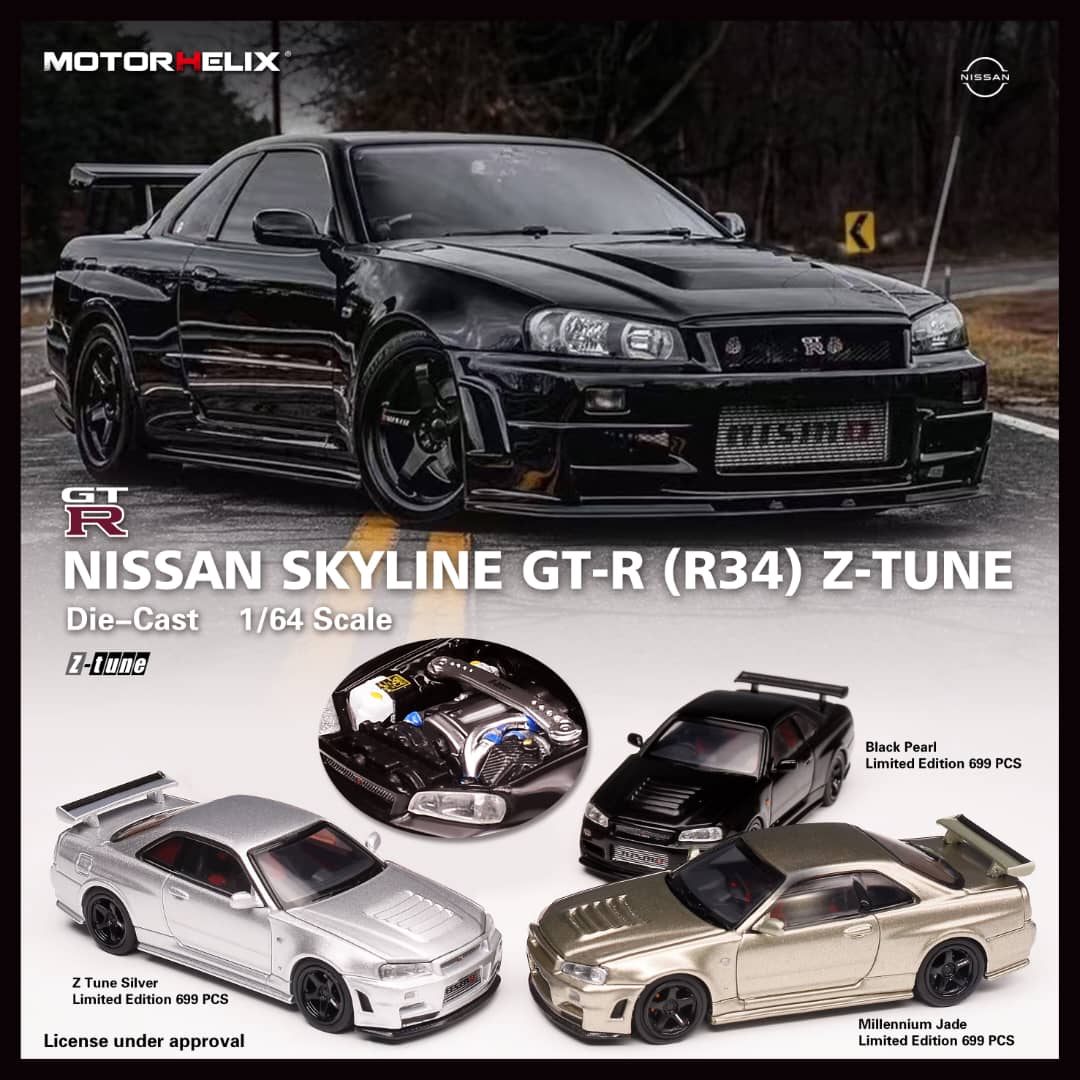 Preorder Nissan Skyline GT-R R34 Z-tune with Open Hood and Engine Details