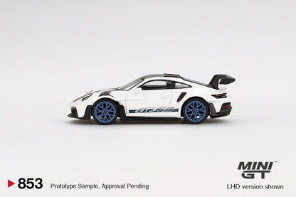Mini GT Porsche 911 (992) GT3 RS Weissach Package White with Indigo Blue MGT00853