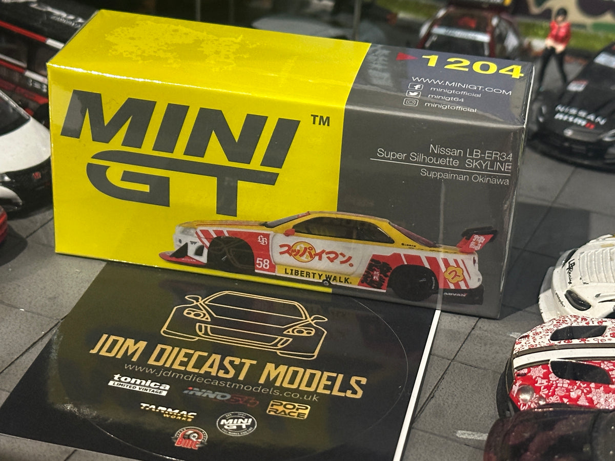Mini GT Nissan LB-ER34 Super Silhouette Skyline Suppaiman Okinawa MGT01204