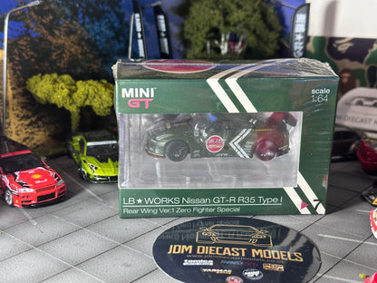 MiniGT LB Works Nissan GT-R R35 Type I Rear Wing Ver.2 Zero Fighter Hong Kong Special MGT00006-R & MGT00007 Set