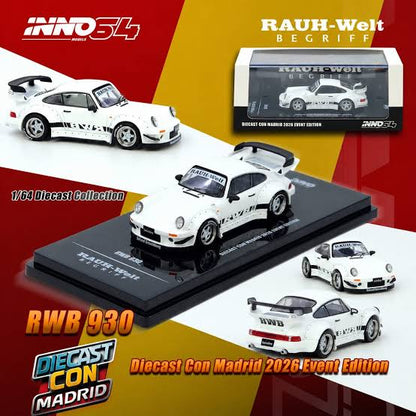 Inno64 RWB 930 Matt White Diecast Con Madrid 2026 Event Edition