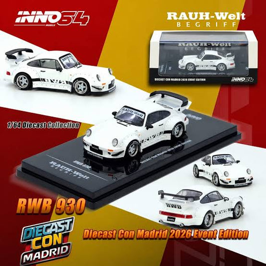 Inno64 RWB 930 Matt White Diecast Con Madrid 2026 Event Edition