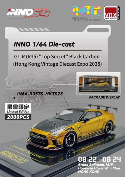 Inno64 Nissan Skyline GT-R R35 Top Secret Black Carbon Hong Kong Vintage Diecast Expo 2025