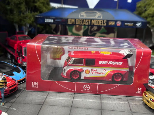 Time Micro VW Van Type 1 Modified Version Shell Oil Livery Red & White with Figure