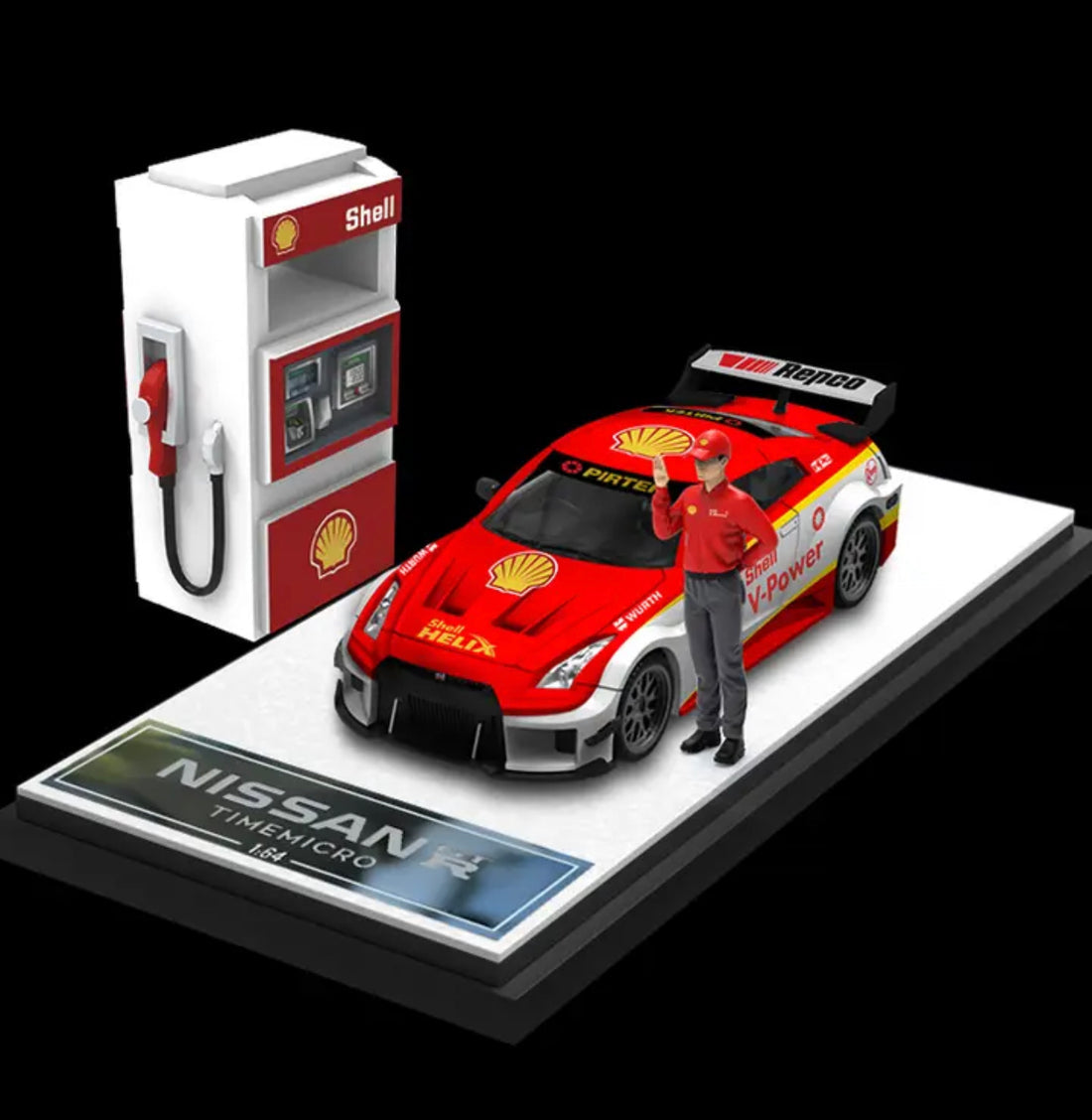 Time Micro Shell Nissan GT-R R35 With Figure & Gas Pump