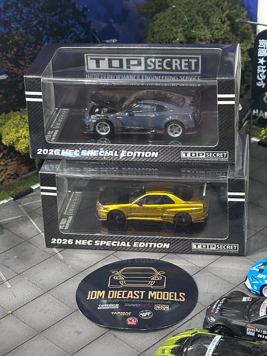 KKK Model Top Secret Nissan Skyline R34 Gold & R35 Grey Set HEC China Exclusive 64B0499 64B0500