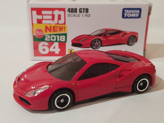 Takara Tomy Tomica No. 64 Ferrari 488 GTB Red & Yellow Set 2018 First Release
