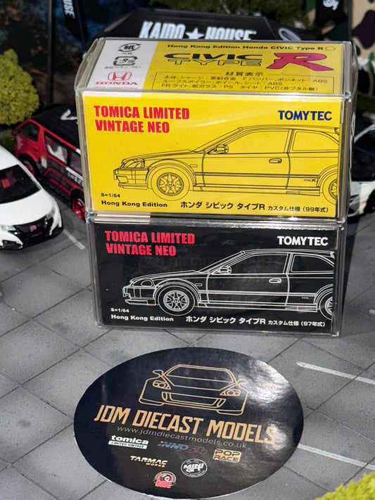 Tomytec Tomica Limited Vintage Neo Honda Civic Type R EK9 97’ White 99’ Yellow Set Hong Kong Edition