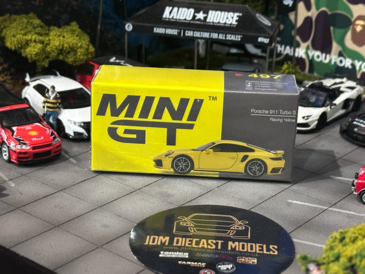 MiniGT Porsche 911 Turbo S Racing Yellow MGT00497