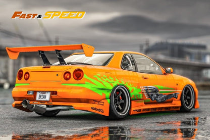 FAST SPEED NISSAN SKYLINE GTR R34 Orange Fast & Furious High Wing