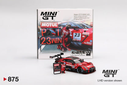 Mini GT Nissan GT-R NISMO #23 "MOTUL AUTECH GT-R 2021" SUPER GT SERIES Suzuka winner W/ Matsuda Figure Tsugio Matsuda Collection No.2 MGT00875