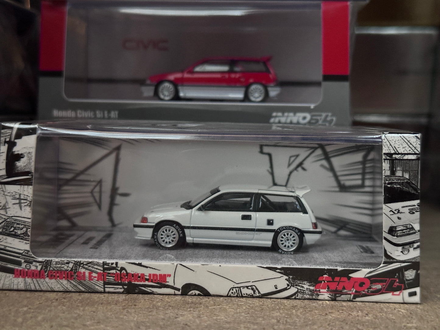 Inno64 Honda Civic Si E-AT White "Osaka JDM" - JDM07