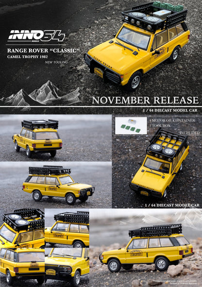 Inno64 Range Rover "Classic" / Camel Trophy 1982 with tool box and oil containers IN64-RRC-CT82