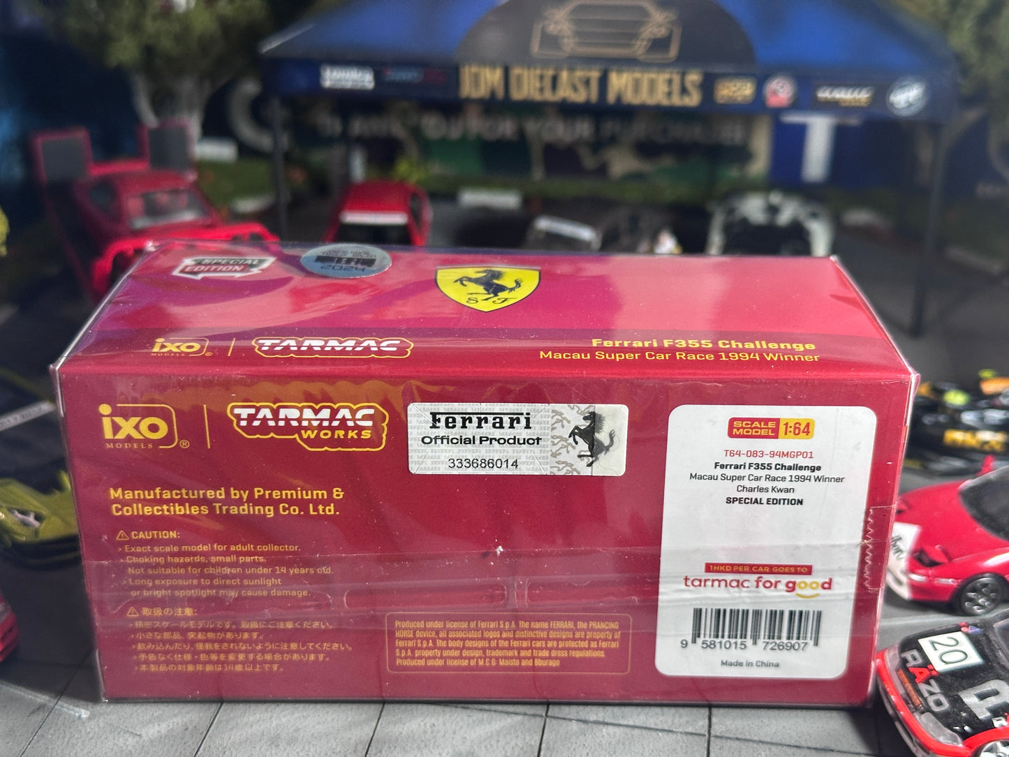 Tarmac Works Ferrari F355 Challenge Macau Super Car Race 1994 Winner #01 Charles Kwan T64-083-94MGP01