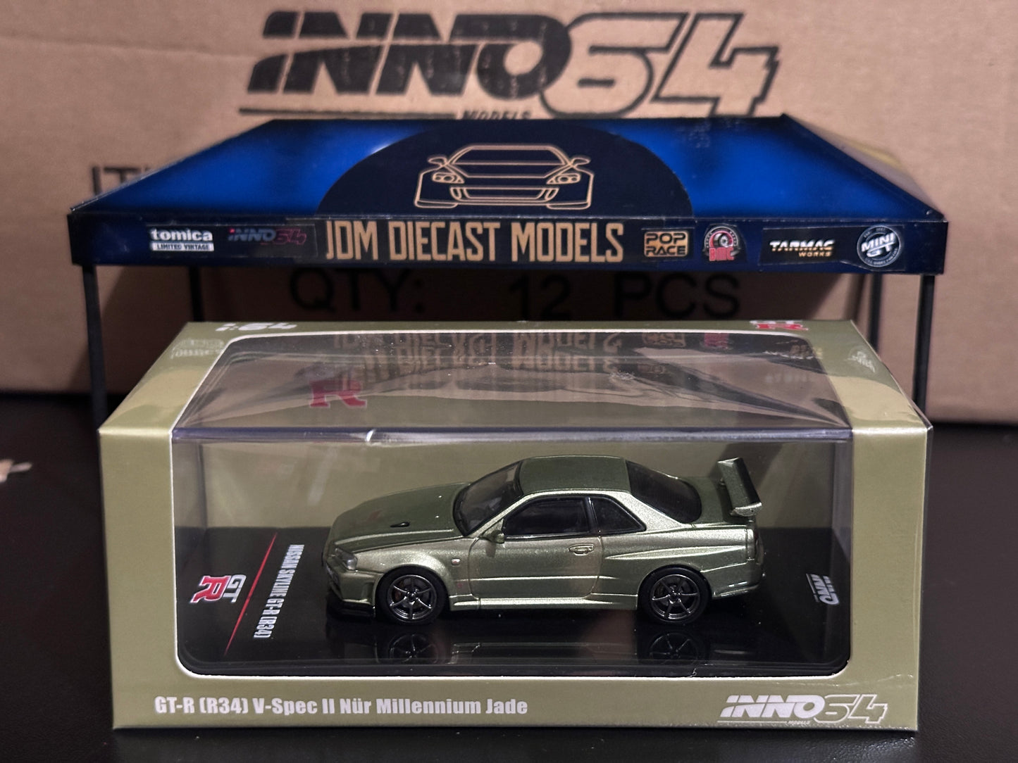 Inno64 Nissan Skyline GT-R R34 V-Spec II Nür Millennium Jade IN64-R34VS-MJADE