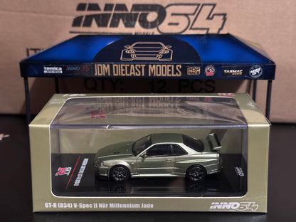 Inno64 Nissan Skyline GT-R R34 V-Spec II Nür Millennium Jade IN64-R34VS-MJADE