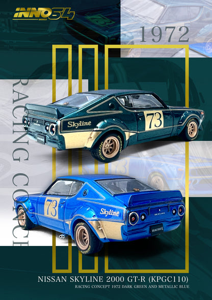 INNO64 Die-cast NISSAN SKYLINE 2000 GT-R (KPGC110) Racing Concept Green
