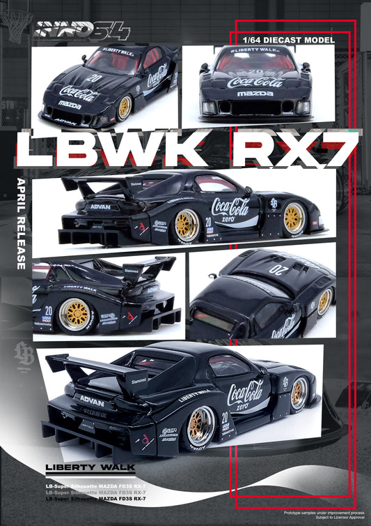 Inno64 Die-Cast Mazda RX7 (FD3S) LB-SUPER Silhouette Coca Cola In Stock