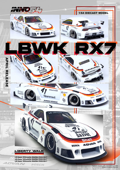 Inno64 Die-Cast Mazda RX7 (FD3S) LB-SUPER Silhouette
Shell White In Stock
