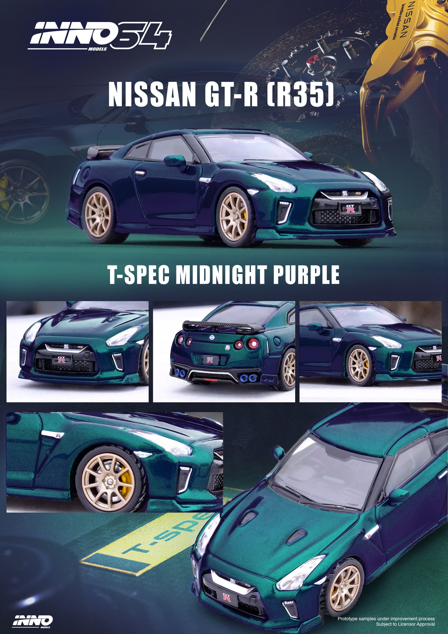 Inno64 Die-Cast Nissan GT-R (R35) T-SPEC Midnight Purple