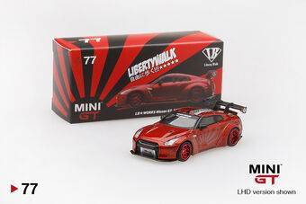 Mini GT LB★WORKS Nissan GT-R (R35) Candy Red Type 1, Rear Wing Ver 1+2
