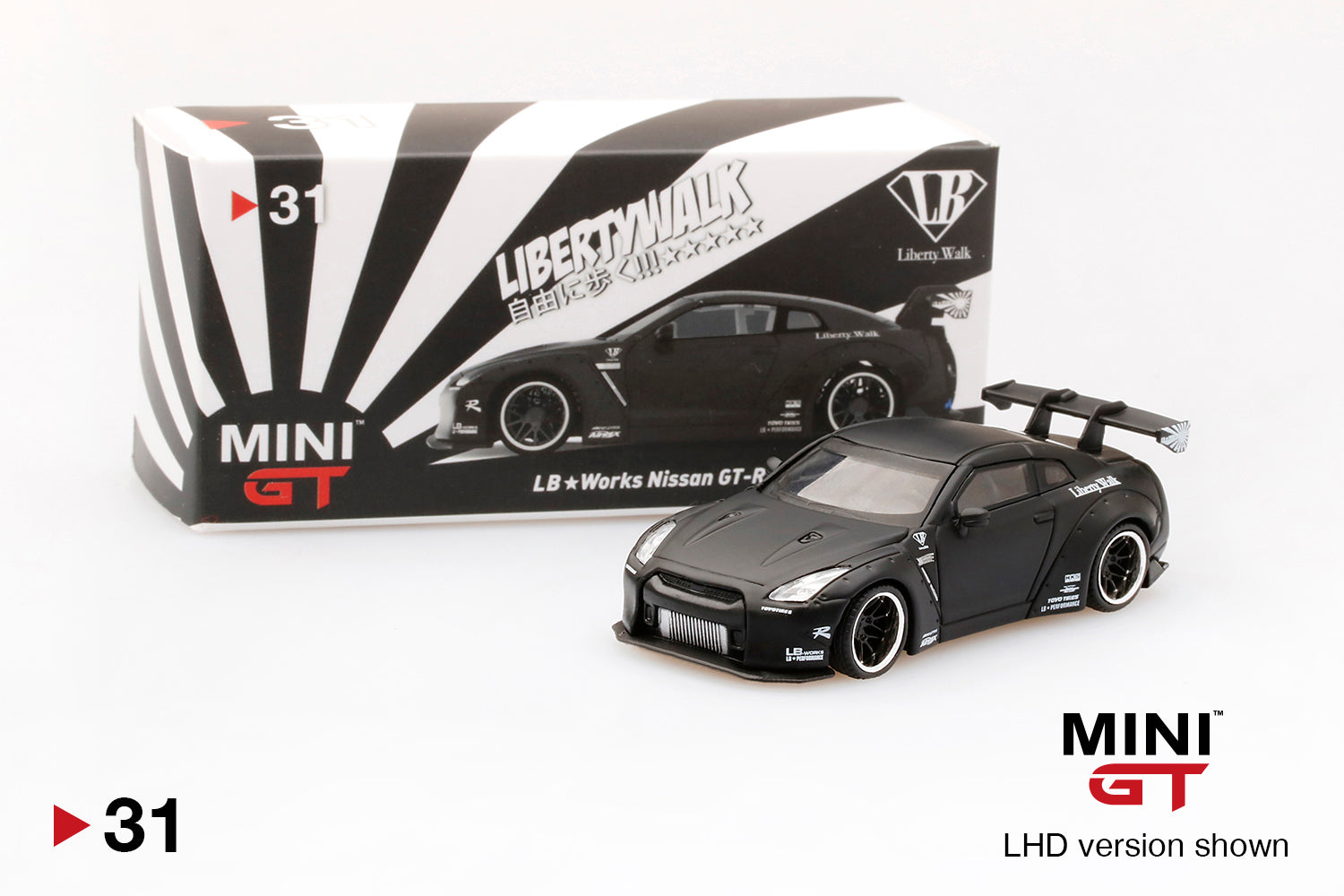 Mini GT LB★WORKS Nissan GT-R (R35) Matt Black Type 1, Rear Wing Ver 2 ...