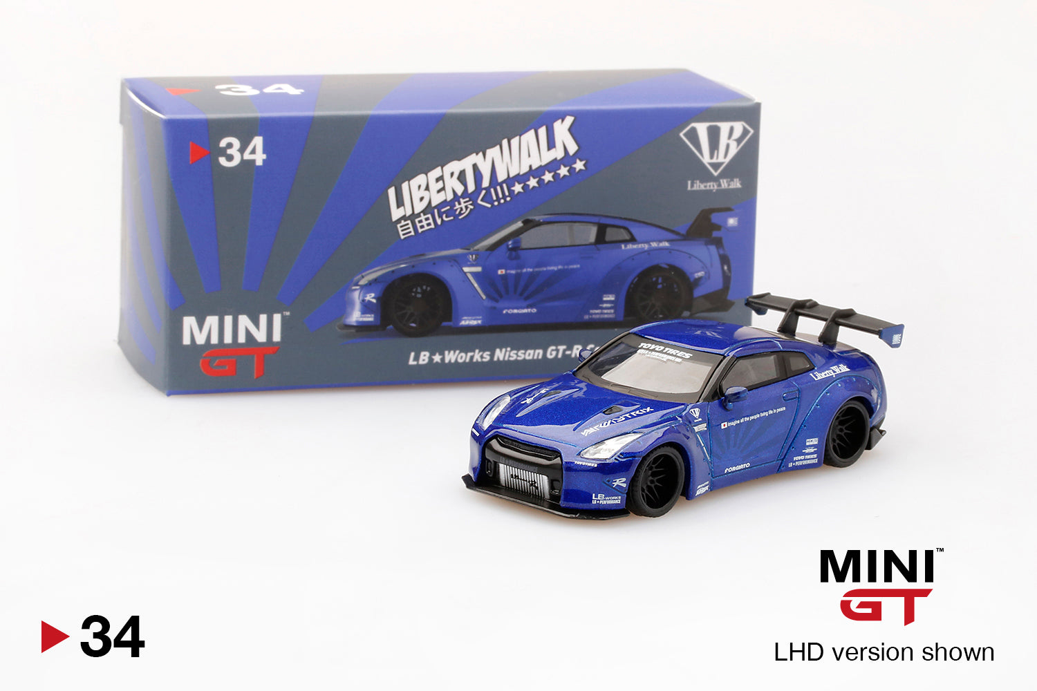 Mini GT LB★WORKS Nissan GT-R (R35) Candy Blue Type 1, Rear Wing Ver 1 ...