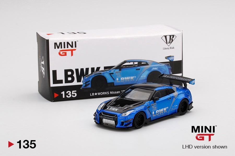 Mini GT LB★WORKS Nissan GT-R (R35) Blue / LB Work Livery 2.0 Type 2, Rear Wing Ver 3
