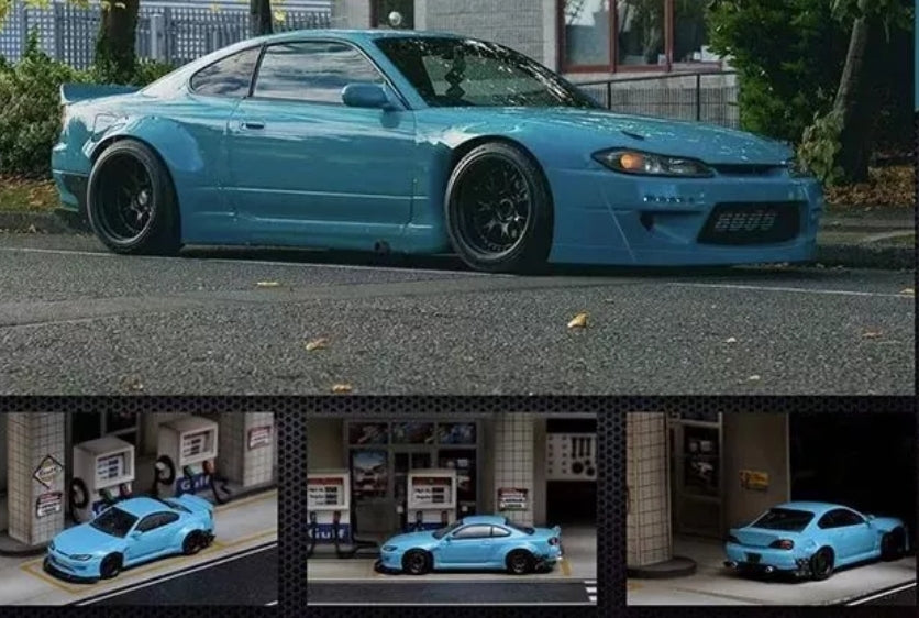 STREET WEAPON PANDEM ROCKET BUNNY NISSAN SILVIA S15 BLUE LIMITED 055/299pcs