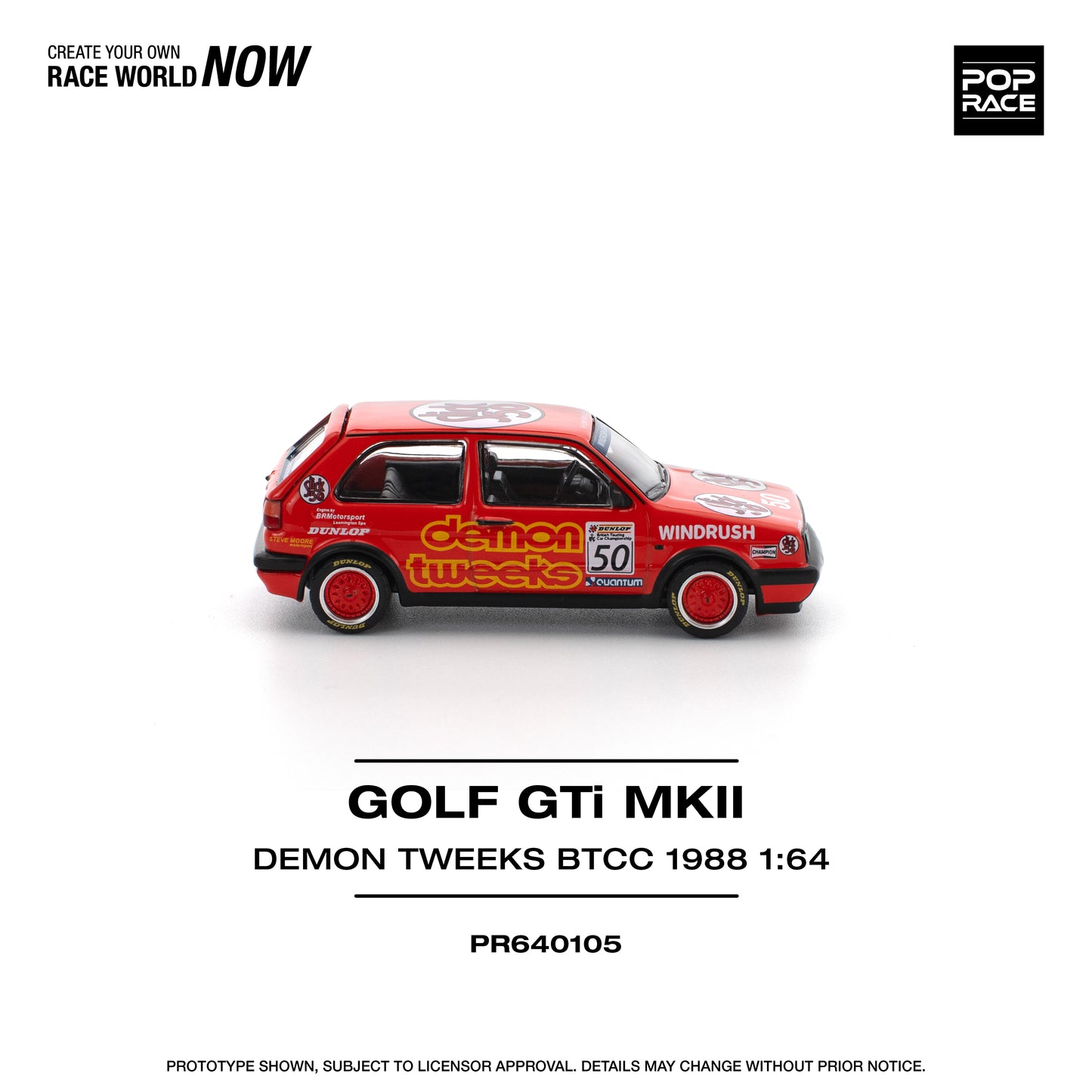 PopRace 1/64 Volkswagen Golf GTi MKII Demon Tweeks BTCC 1988 PR640105