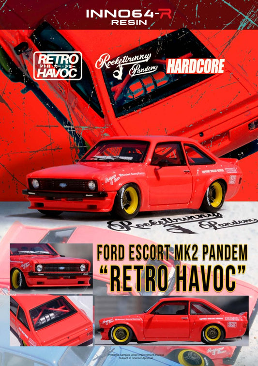 Inno64 Ford Escort MK2 Pandem "EMOTION" Retro Havoc Red IN64R-MK2P-RED