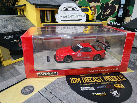 Tarmac Works Pandem Mazda RX-7 FC3S Red Lucky 7 Racing
