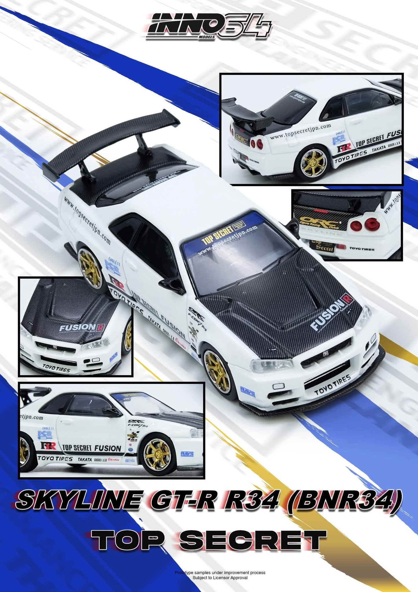 Inno64 TOP SECRET R34 GT-R White IN64-R34TS-WHI