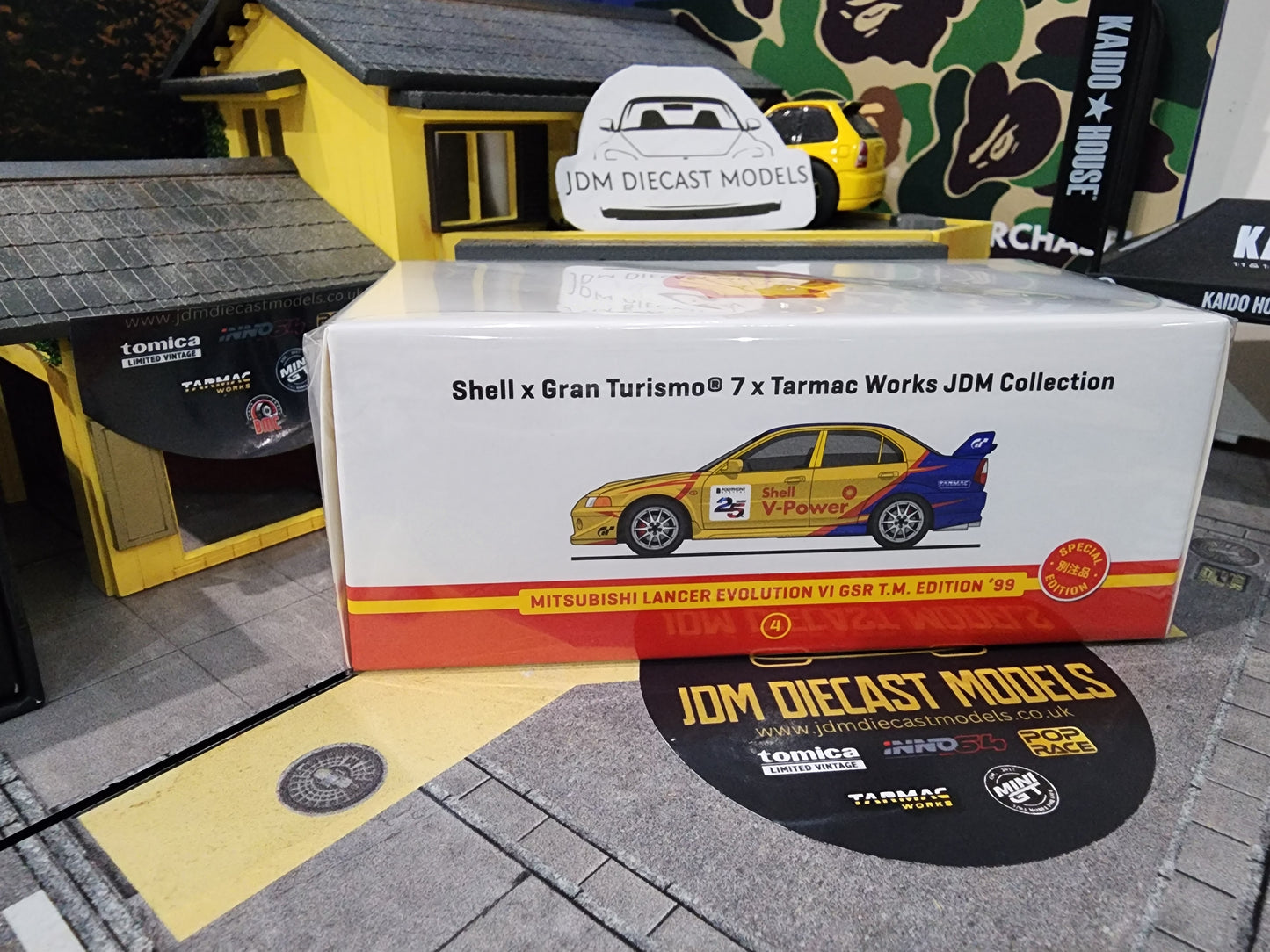 Tarmac Works Mitshubishi Lancer Evolution VI GSR T.M. Edition 98 Shell Gran Turismo JDM Collection
