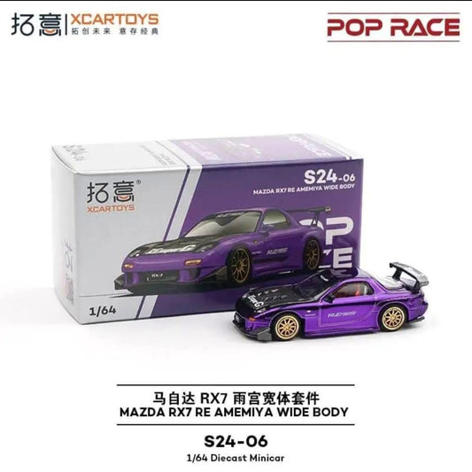 PopRace Mazda RX-7 RE Amemiya Wide Body Purple Chrome S24-06 China Exclusive