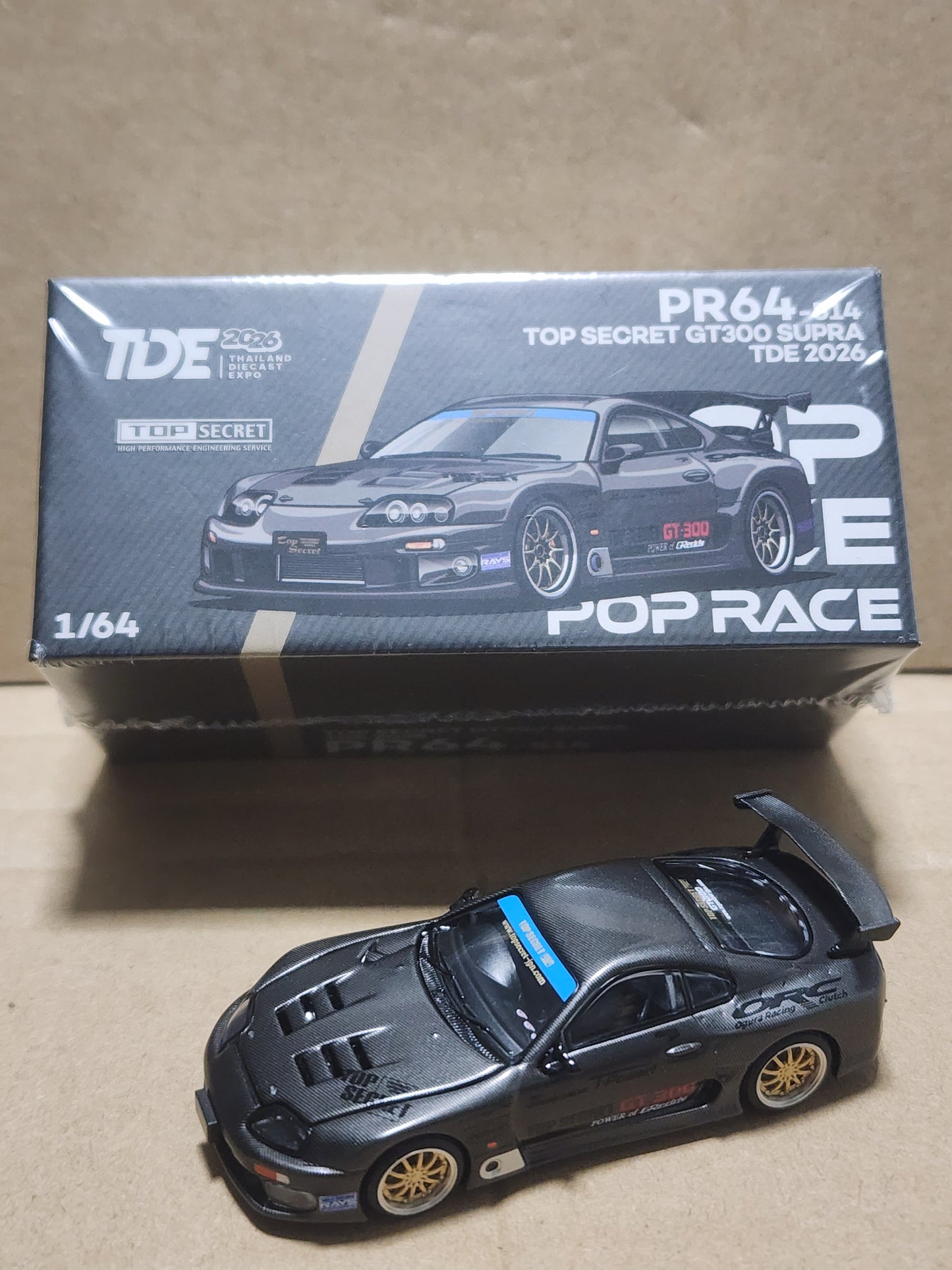 PopRace TDE26 Top Secret Supra Carbon GT300 RE RX7 Satin Gold Event Models