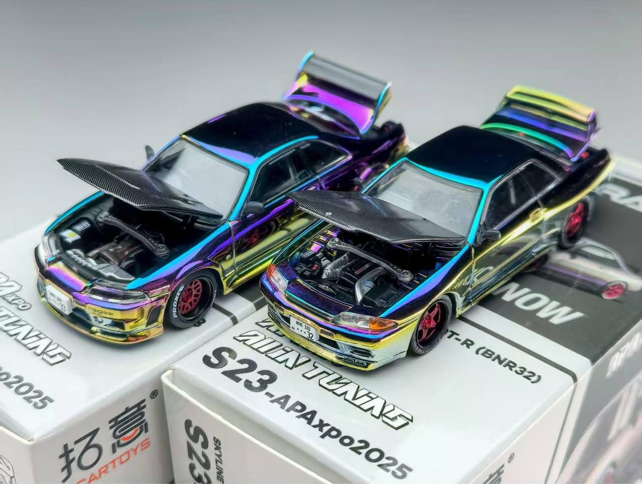 Preorder PopRace Skyline R32 & R33 Rainbow Chrome Set All in Tuning China Expo Set