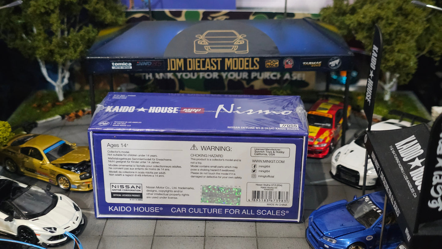Kaido House Nissan Skyline GT-R R34 Kaido Works V3 KHMG055 Sealed Blue
