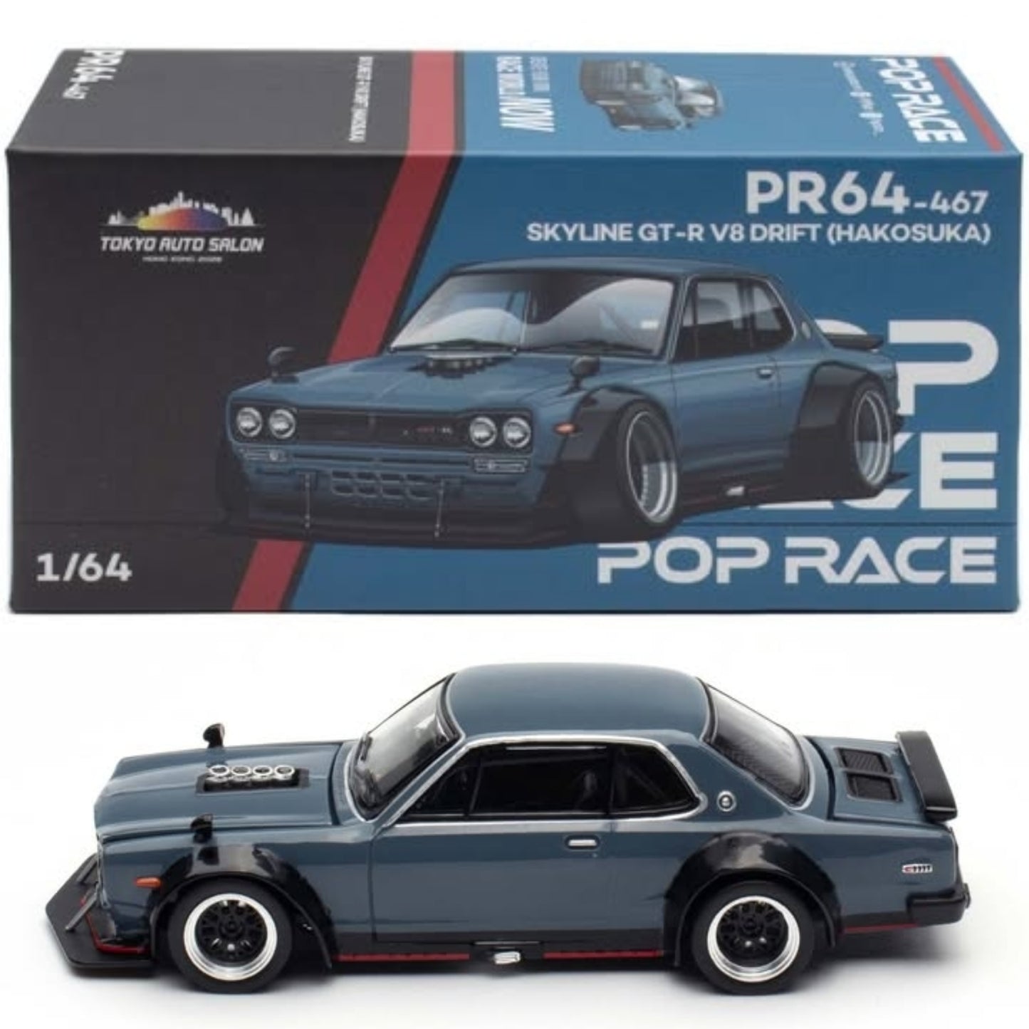 PopRace Pandem Skyline GT-R V8 Drift Hakosuka Matte Blue PR640467 Hong Kong Tokyo Auto Salon 2025