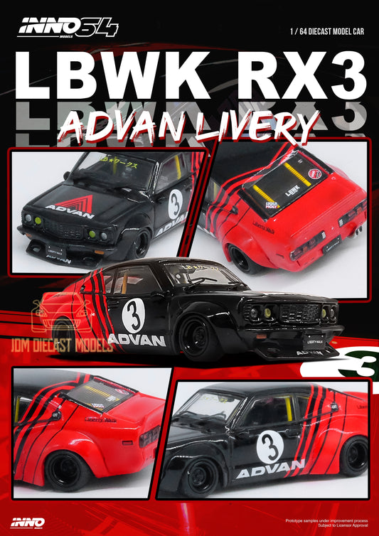 Inno64 LBWK Mazda RX3 Savanna "ADVAN LIVERY" IN64-LBWKRX3-02
