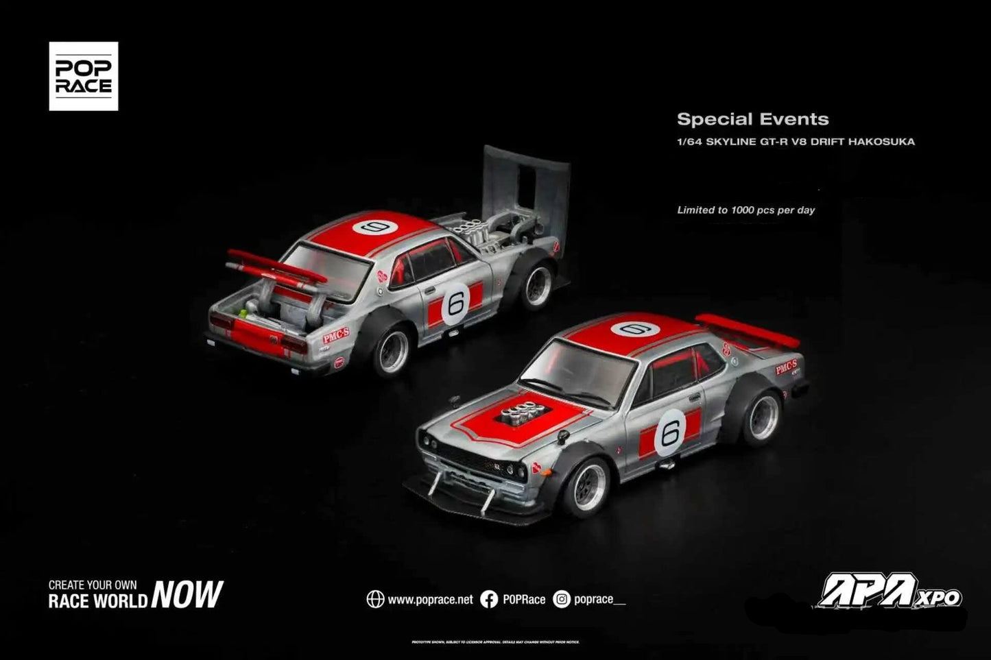 Preorder PopRace Skyline V8 Drift Hakosuka and Laurel C130 Set All in Tuning China Expo Set