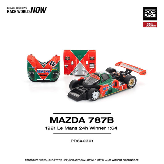 Preorder PopRace PR640301 Mazda 787b 1991 Le Mans 24Hrs WINNER Removeable Front and Rear Cover, Detailed Engine