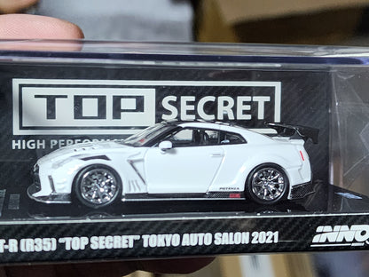 Inno64 Nissan GT-R R35 Top Secret White Tokyo Auto Salon IN64-R35TS-TAS2021