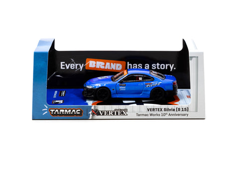 Tarmac Works 10th Anniversary Vertex Silvia S15 Blue T64G-023-10TH