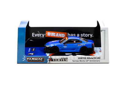 Tarmac Works 10th Anniversary Vertex Silvia S15 Blue T64G-023-10TH