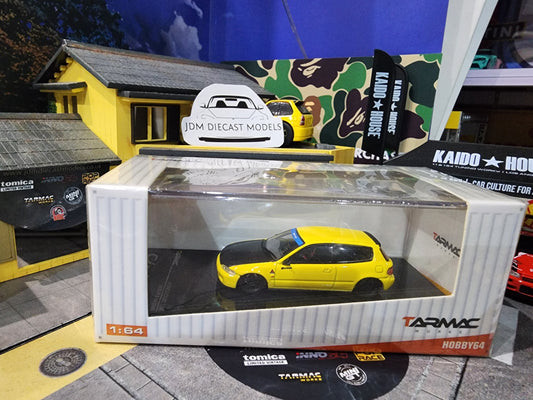 Tarmac Works 1/64 Honda Civic EG6 Gr.A Racing Yellow Spoon