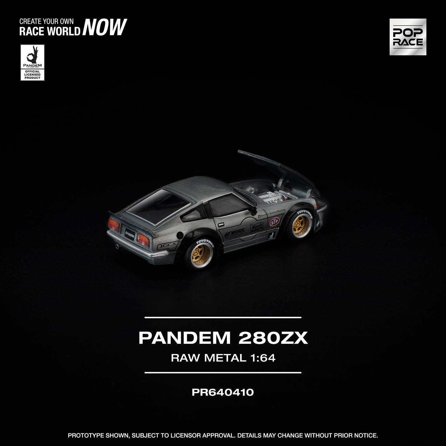 Preorder PopRace 1/64 PANDEM 280ZX Raw Metal PR640410