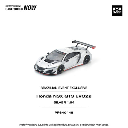Pop Race Honda NSX GT3 EVO22 Silver 2025 Brazilian Event Exclusive PR640445